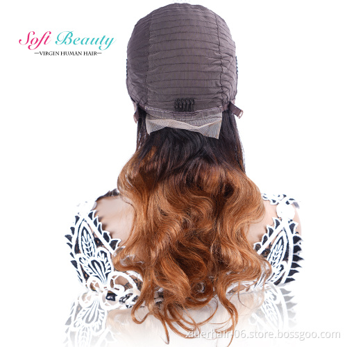 High Quality Density 150% 180% Frontal 13x4 Transparent Virgin Blonde Front T 1B/27 Body Wave Lace Human Hair Wig